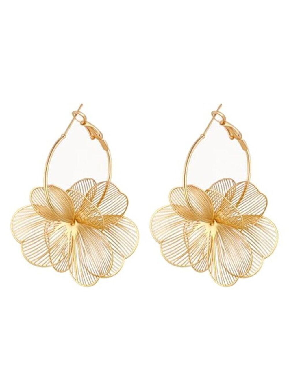 Golden Flower Dangle Earrings